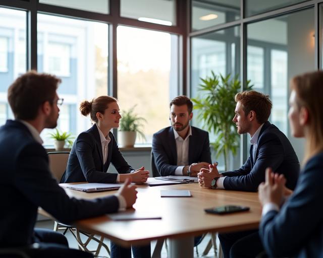Professionelles Team in einer Besprechung in einem modernen Büro.